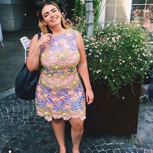 ASOS CURVE Salon3D Lace Appliqué Floral Mini Dress
